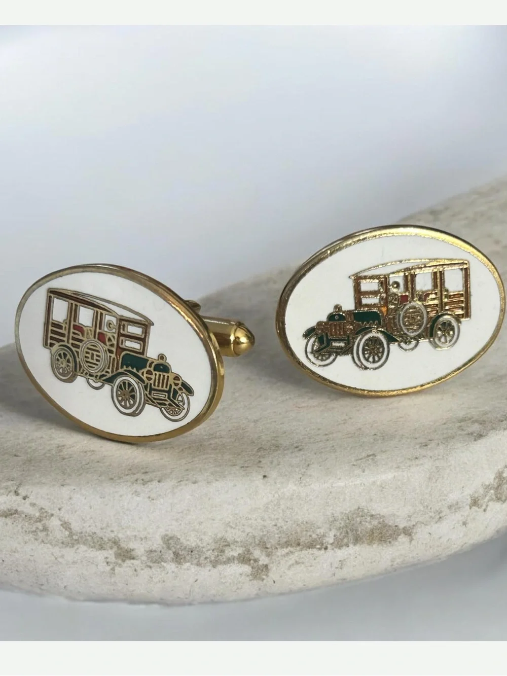 Vintage 1970’s Avon Enameled Antique Automobiles Cuff Links